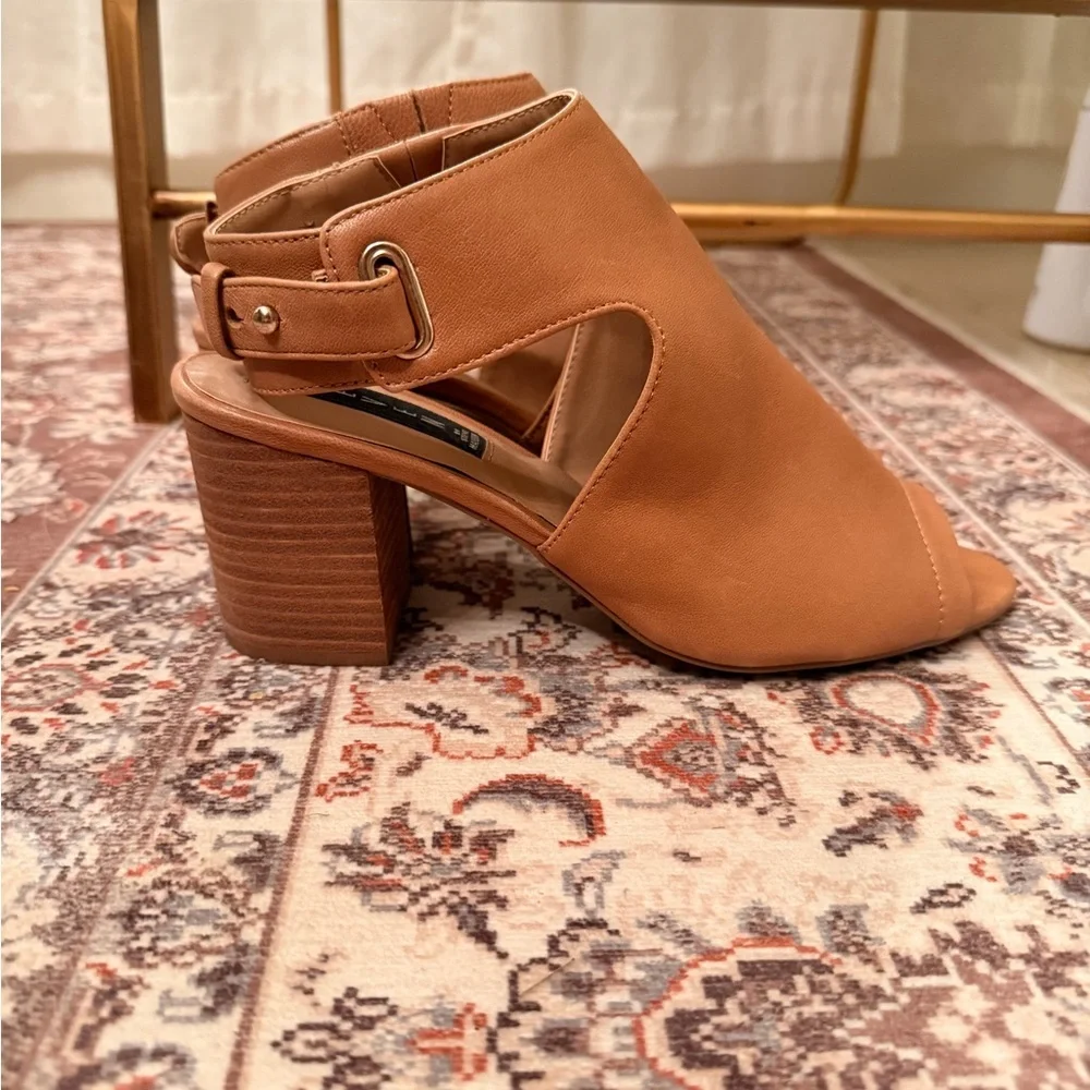 Steve Madden Tan Open-Toe Ankle Booties